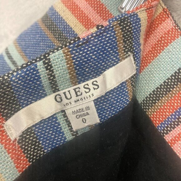 Guess Silas Woven Mini Skirt Womens Size 0 Striped Boho Multicolor Belted Fringe - Picture 4 of 9